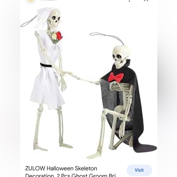 🎃ZULOW Halloween Skeleton Decoration, 2 Pcs Ghost Groom Bride Couple Skeleton - Picture 5 of 7